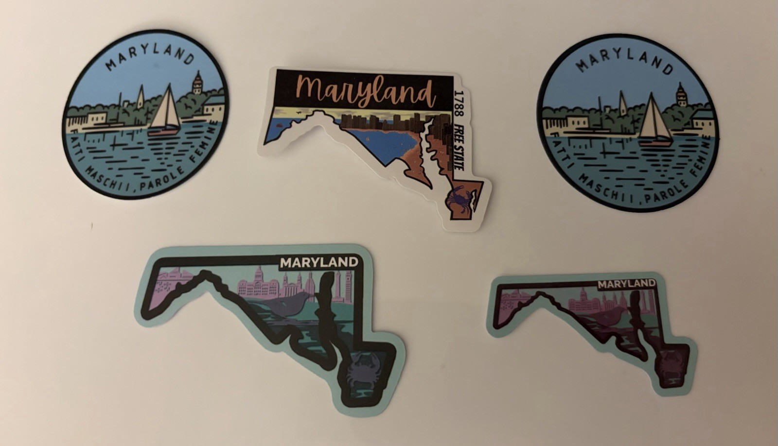 Travel To Maryland Stickers Set Of 5