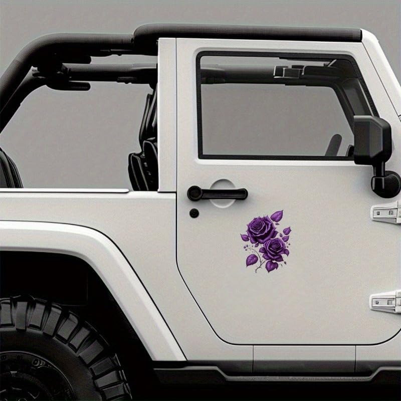 2Pcs Elegant Purple Rose Vinyl Decals – Fashionable Floral Stickers for Cars,