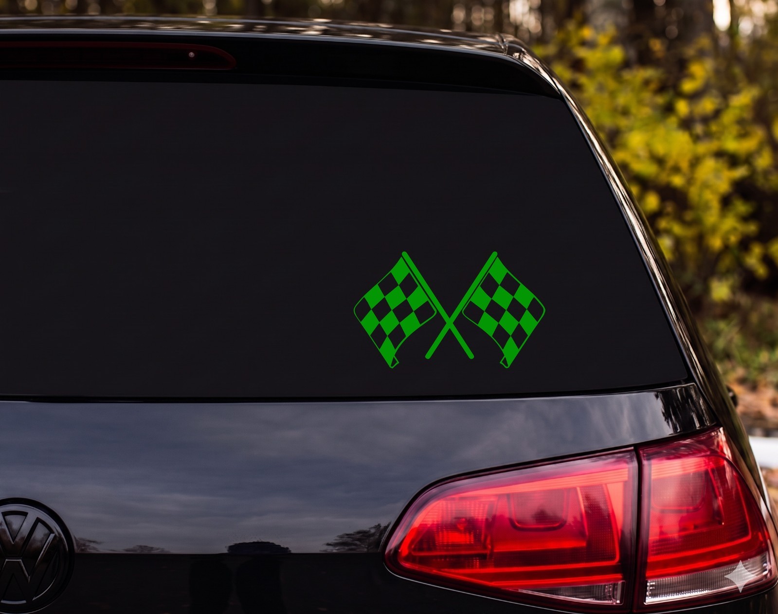 Crossed Checkered Racing Flags Vinyl Decal Sticker Car Window | Racing Fan Gift