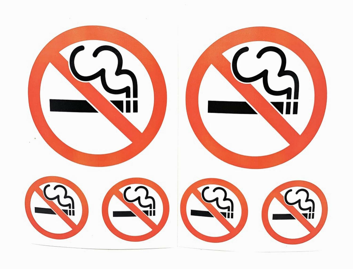 NO Smoking 2 – 5″ and 4 – 2 1/2″ Fabric Decal Sticker for Wall Mirror Auto