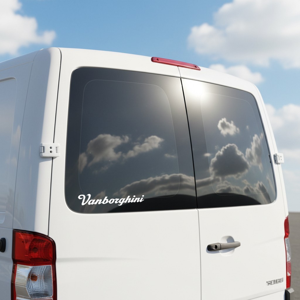 Vanborghini 9″ Wide Decal | Window Sticker For Van Laptop Golf Cart | 28 Colors!