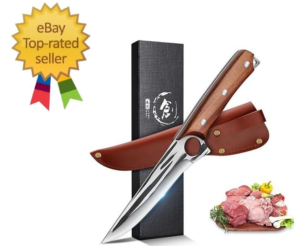 Boning Knife for Meat Cutting,5.5″ Damascus Kitchen Knife,Full Tang Fi…