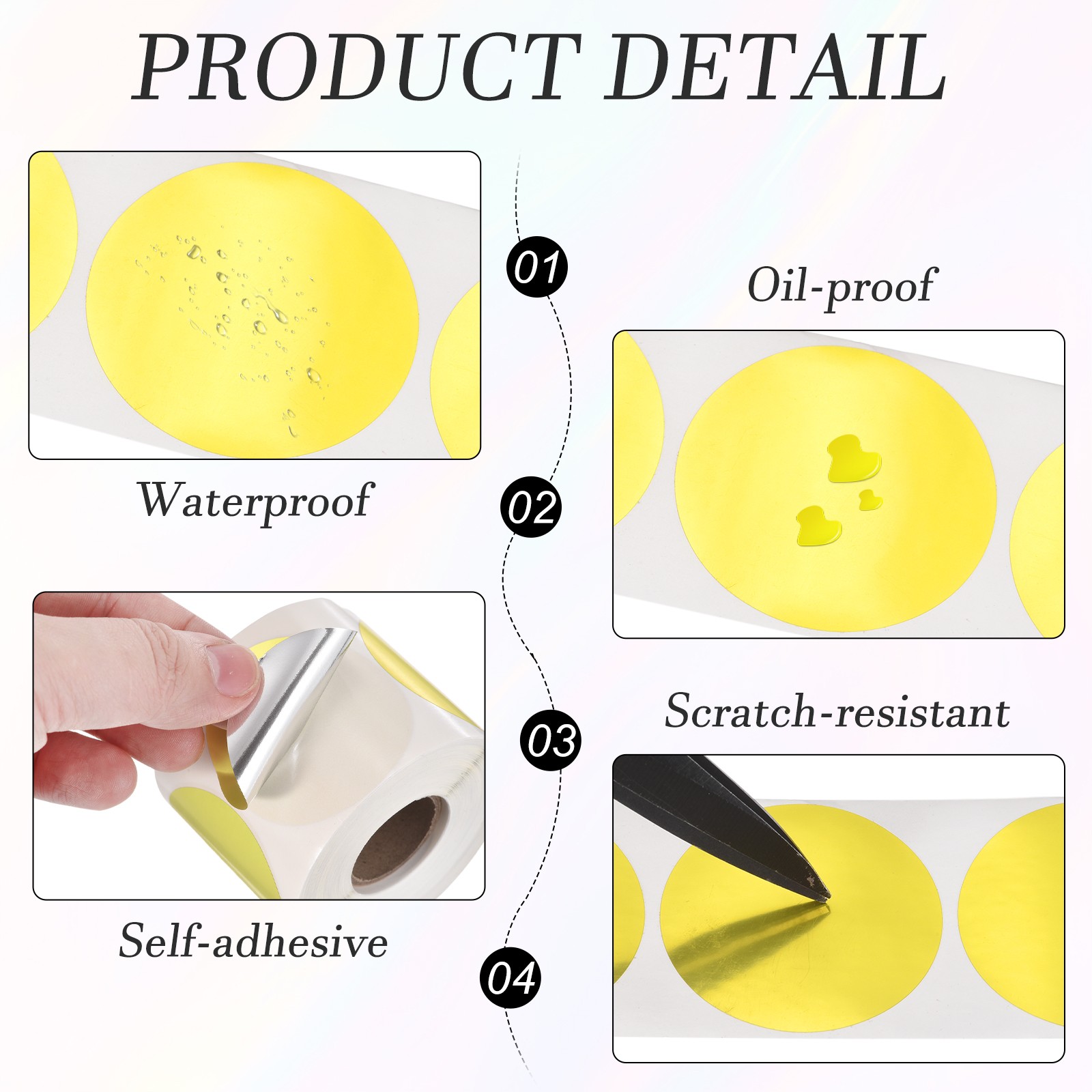 500pcs Round Thermal Label 1×1″ Self-Adhesive Thermal Stickers Gold