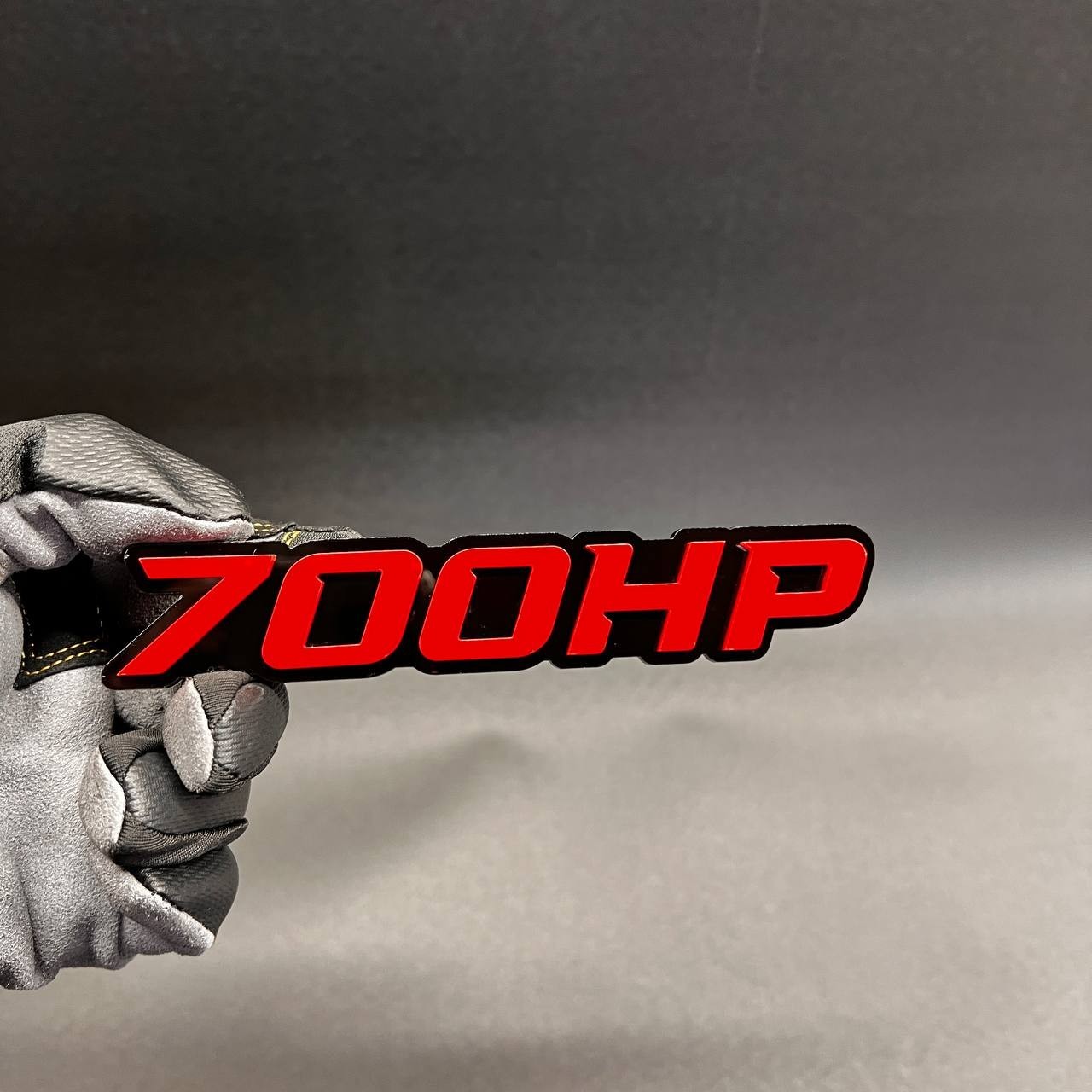 1X 700 HP Custom 3D Car Emblem – Multicolor Acrylic Car Badge Decal RED – BLACK