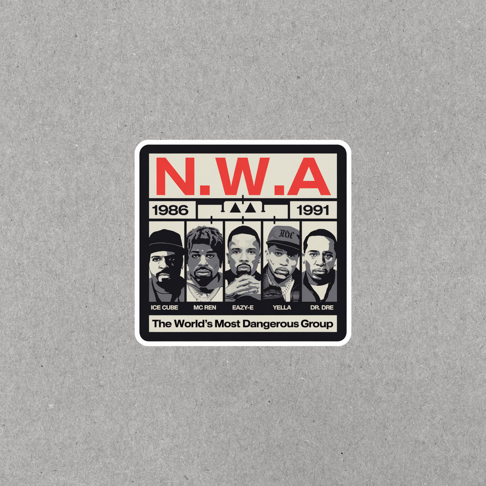 N.W.A Rap Group 1986-1991 Collectible Music Sticker The World’s Most Dangerous G