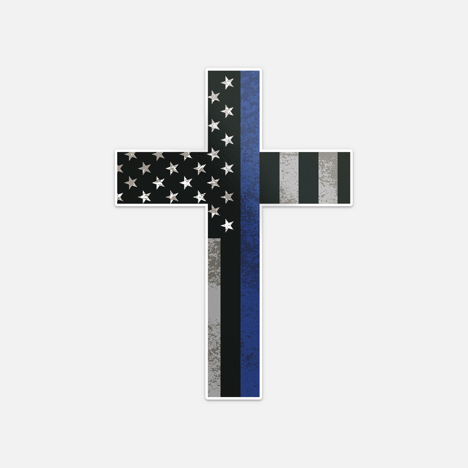 American Police Flag Cross Thin Blue Line Vinyl Sticker Decal