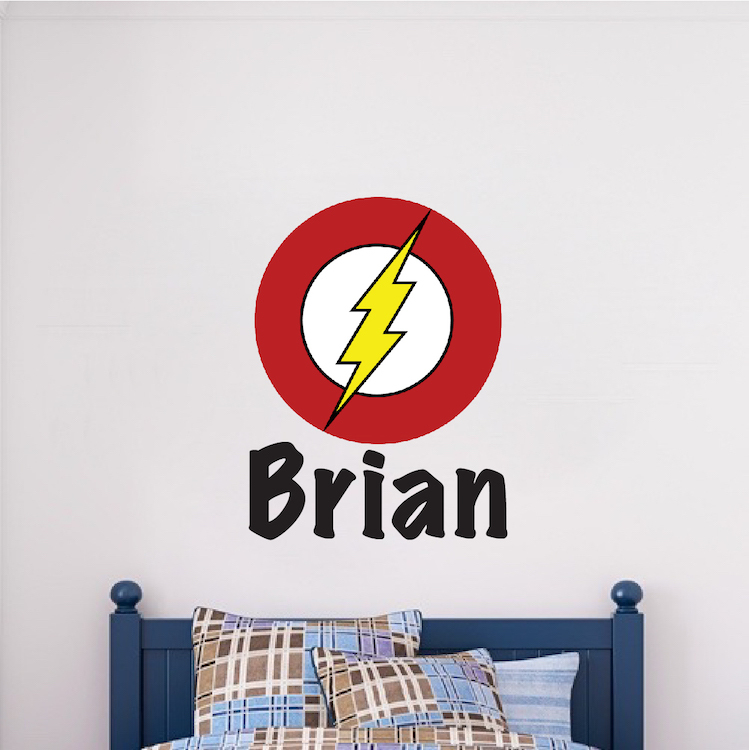 Flash Superhero Name Wall Decal DC Comic Decals Justice League Kids Wall, e27