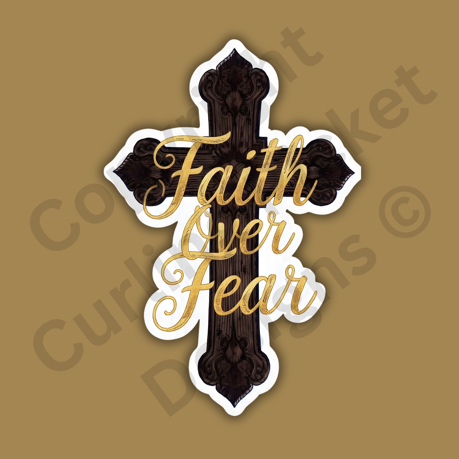 Faith Over Fear Cross 3″ Sticker – Christian Religious Vinyl Decal Inspirational