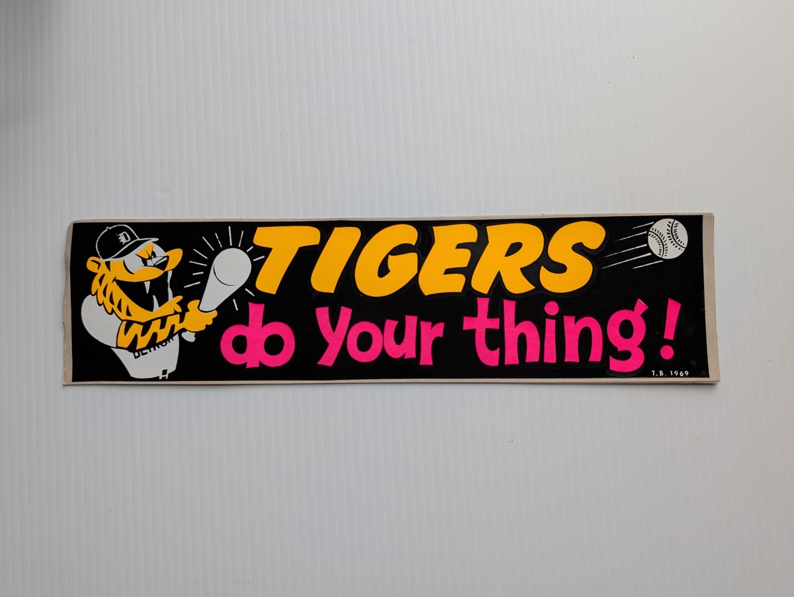 Vintage Detroit Tigers Do Your Thing Bumper Black & Neon Colors Bumper Sticker