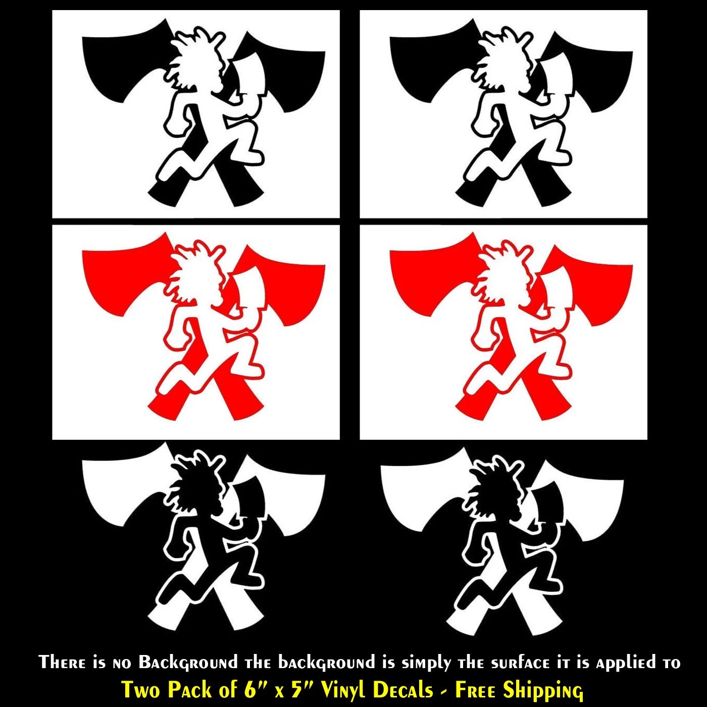 Psychopathic Records Hatchetman ICP – Insane Clown Posse Two 6″ Vinyl Decals