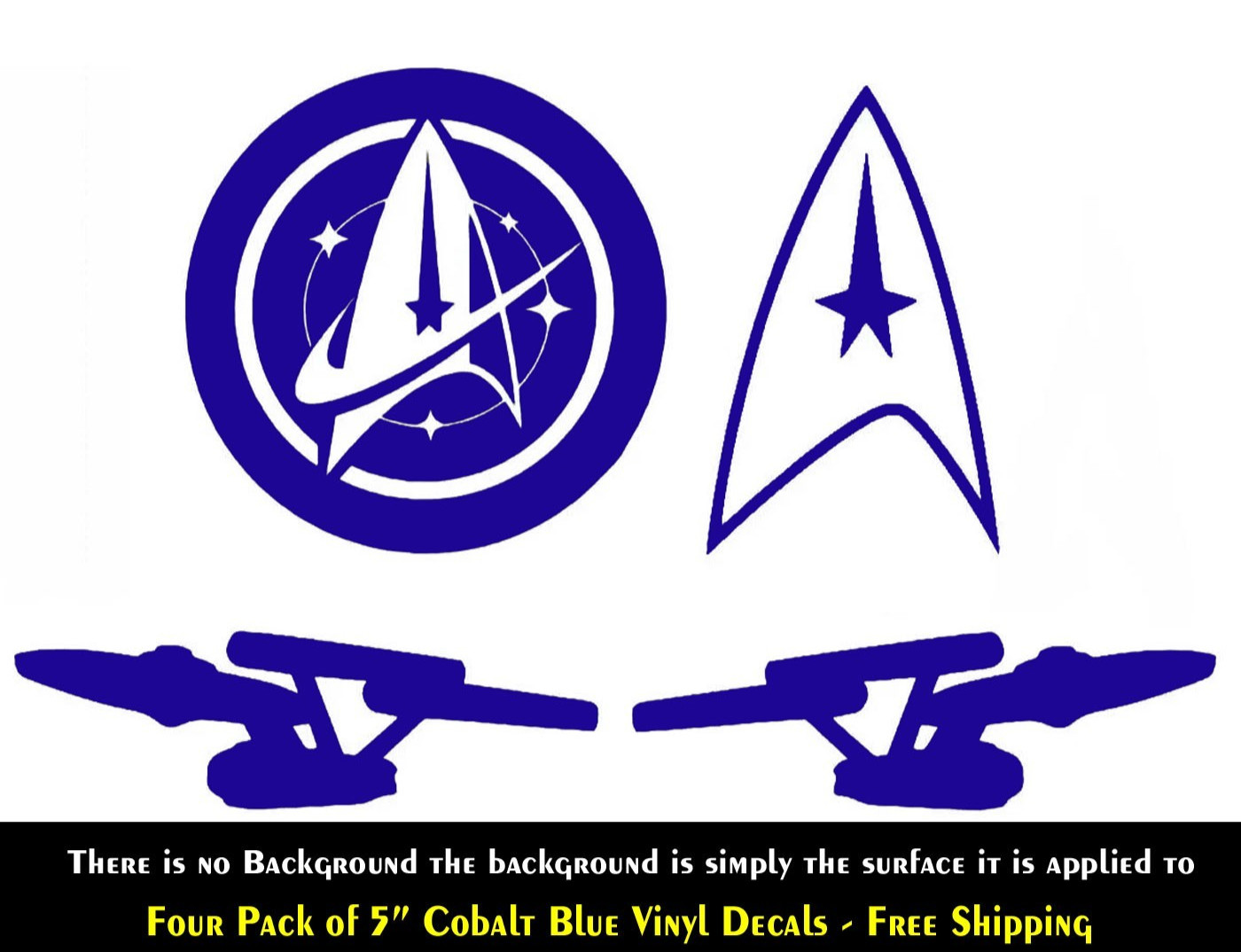 Starfleet Command Star Trek 4 Pack of 4″ Blue Vinyl Decals Car Tablet Window