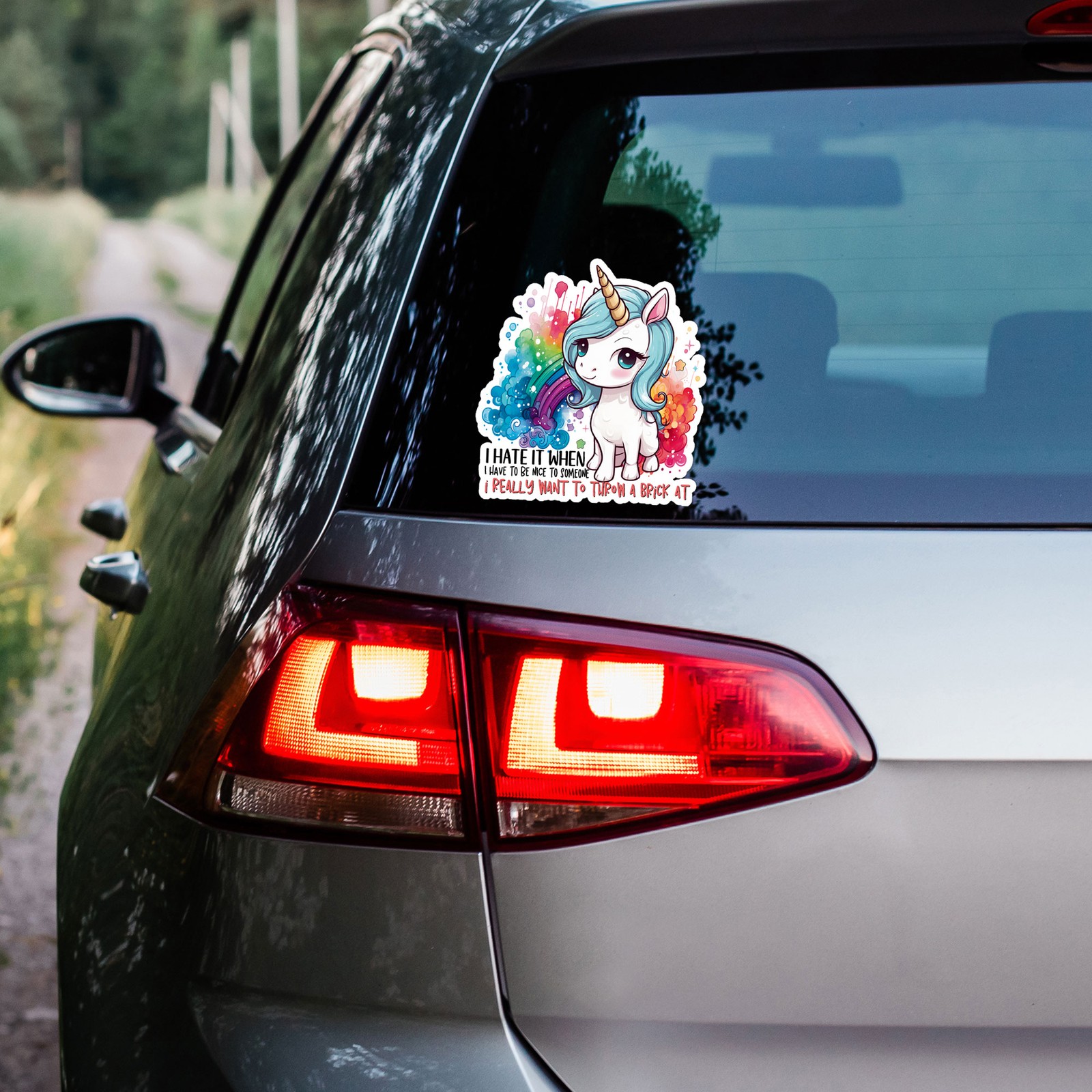 Hate Nice Unicorn – Vinyl Decal Sticker – Car Window Laptop – ebn11793