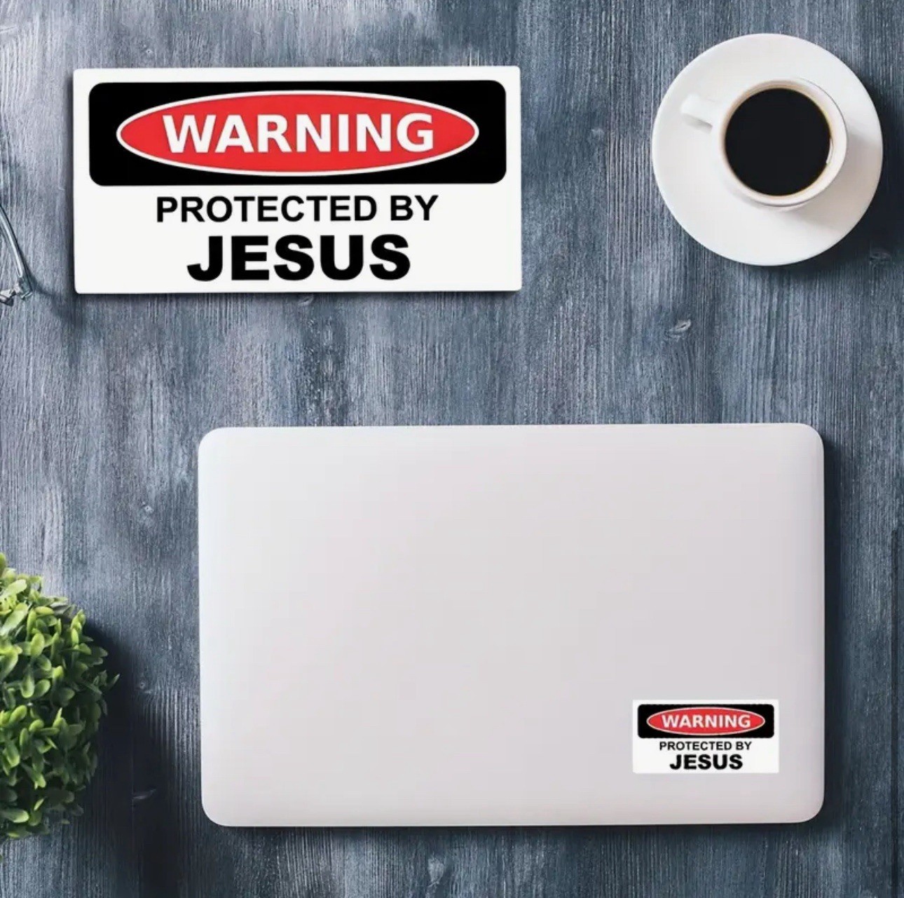 3 PACK WARNING PROTECTED BY JESUS 2.75” WATERPROOF VINYL DECAL STICKER LOT 3PCS