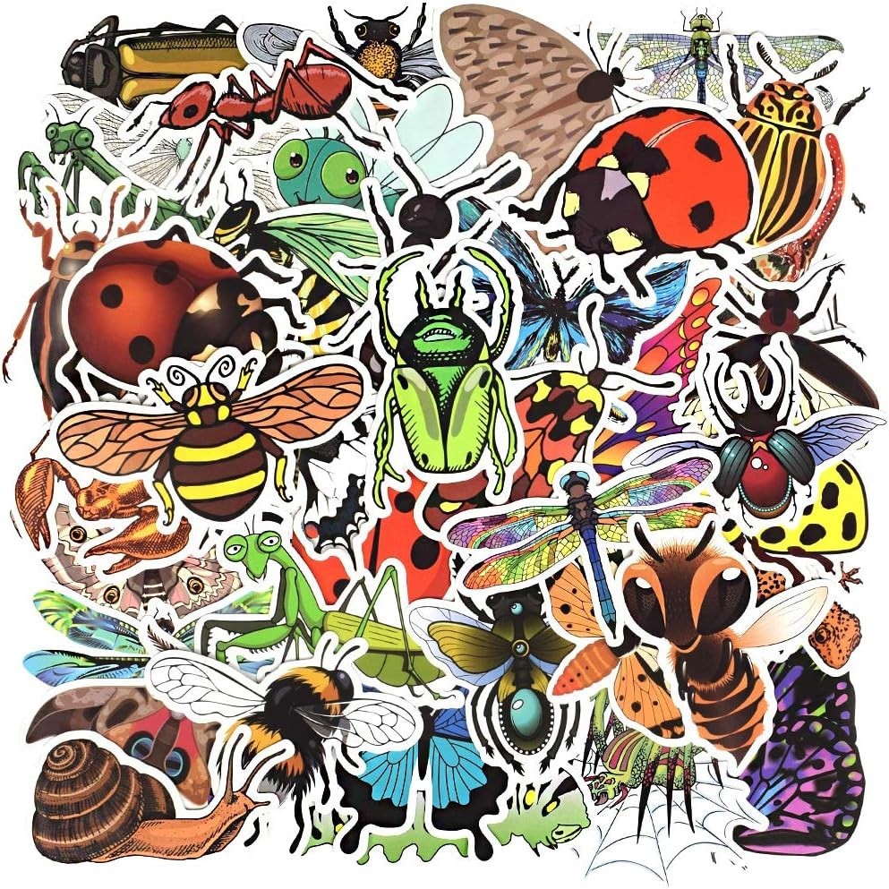 Creative 50PCS Waterproof Insect Stickers for Kids – Ideal Party Favors