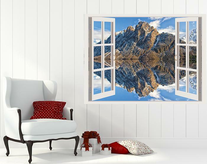 View mountain 3D Window Beach Sticker Vinyl Decal Decor Mural Removable