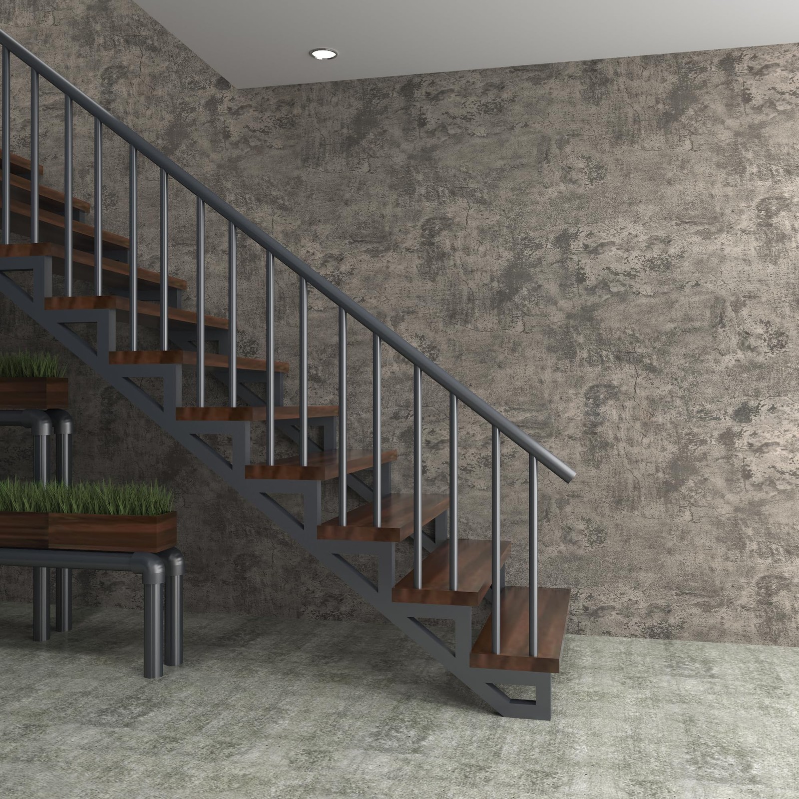 16″×591″ Light Brown Grey Concrete Wallpaper Peel and Stick 3D Industrial Cem…