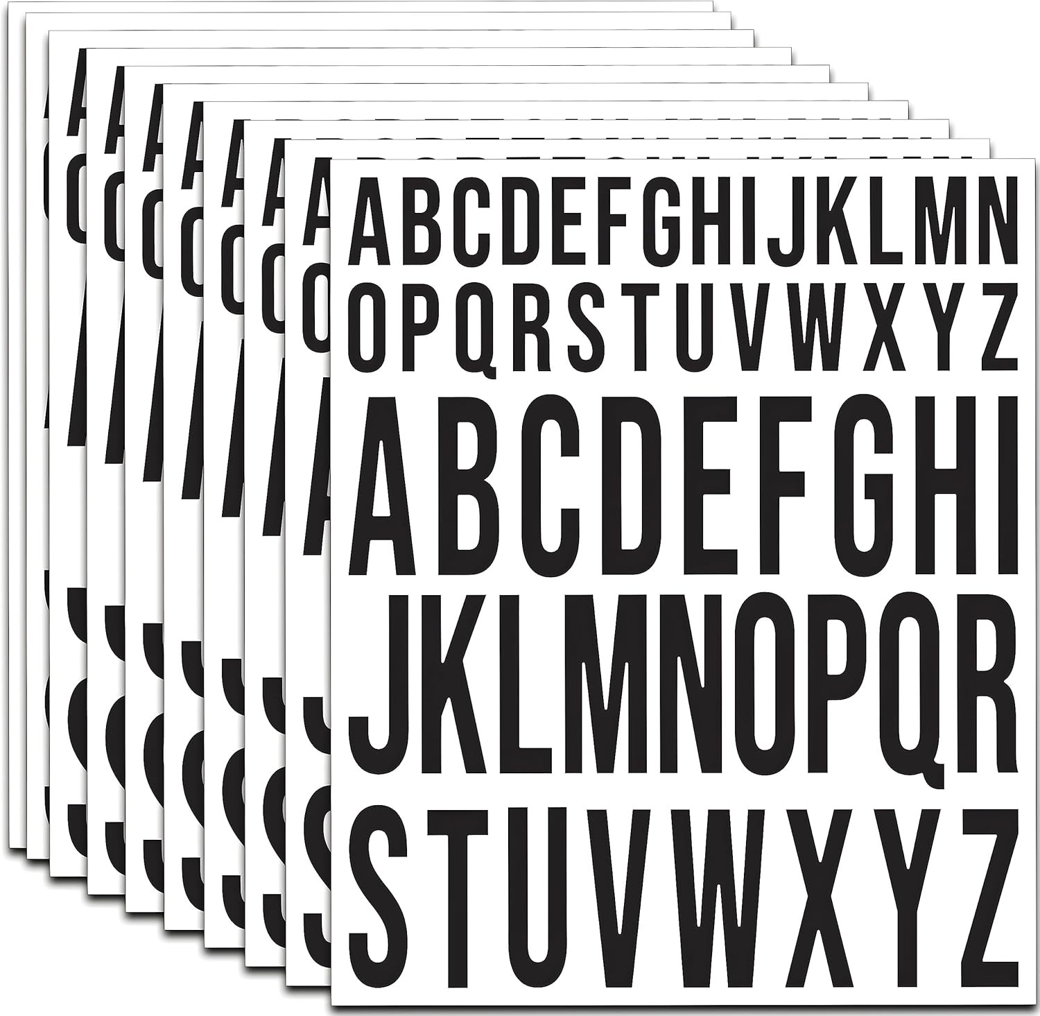10 Sheet Self Adhesive Letter stickers, 2 Inch+1 Inch 1 Inch, 2 Inches, Black