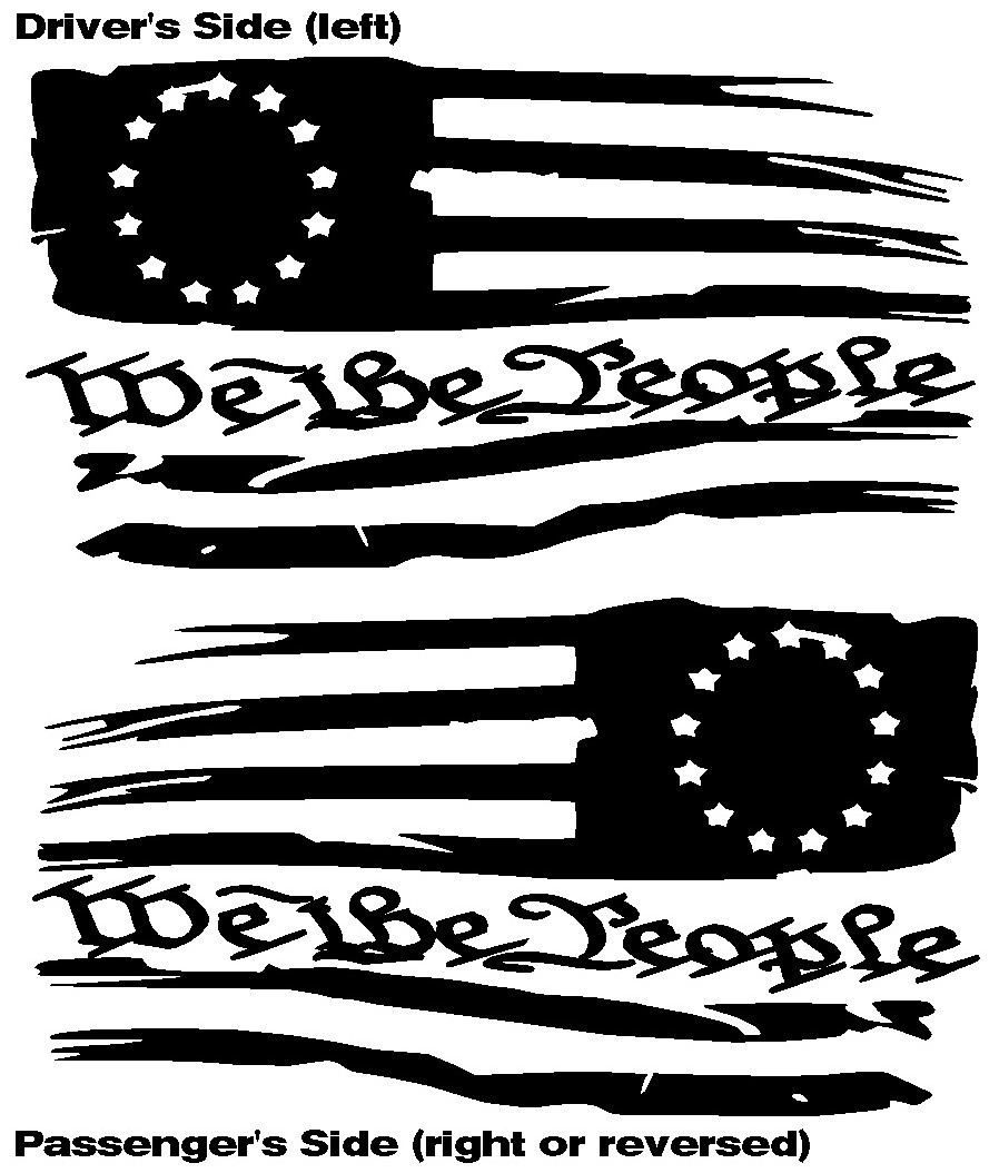 American Flag Vinyl Decal Set Betsy Ross Distressed We The People Sticker