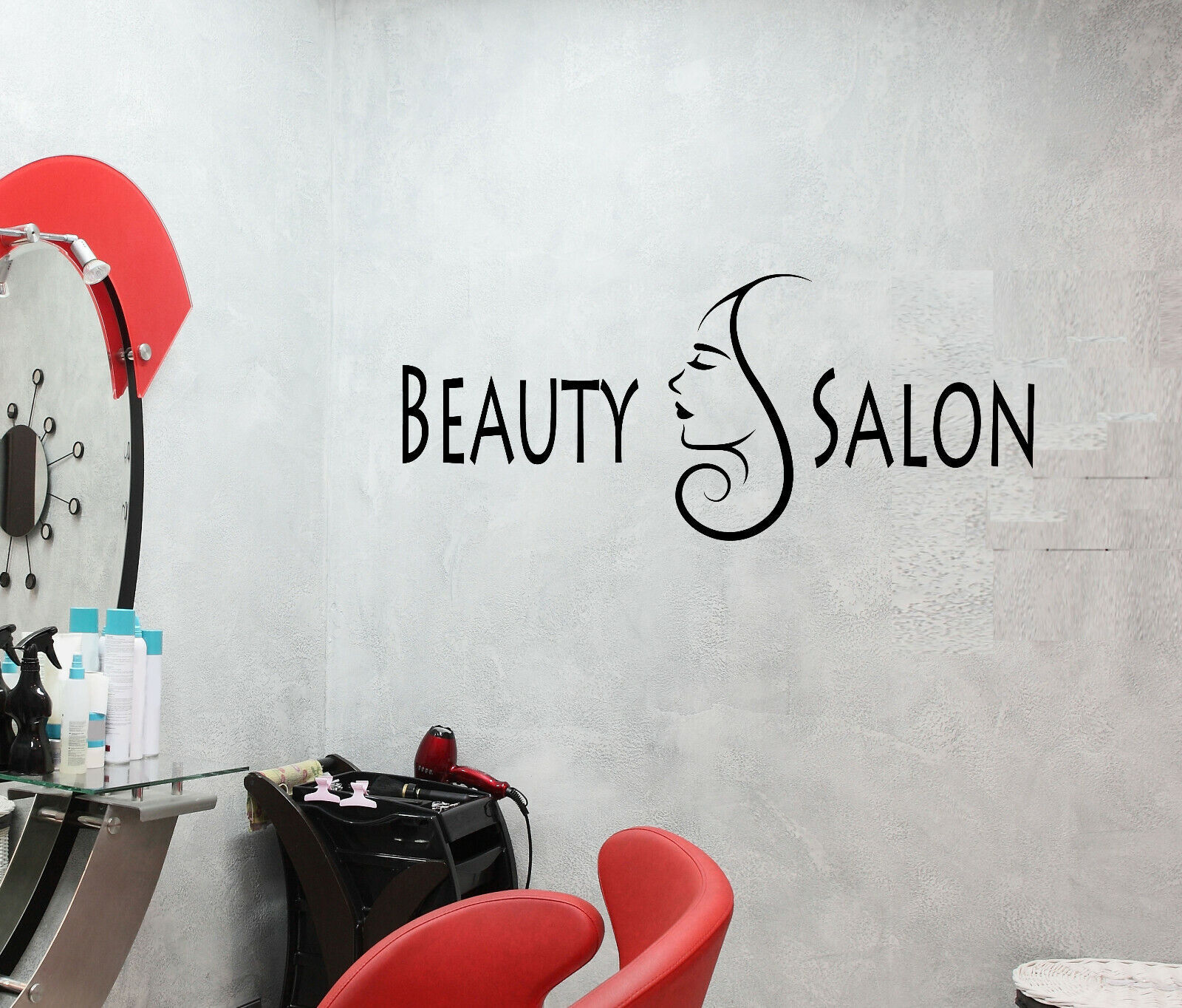 Vinyl Wall Decal Beauty Salon Shop Logo Girl Face Hair Salon Stickers (4209ig)