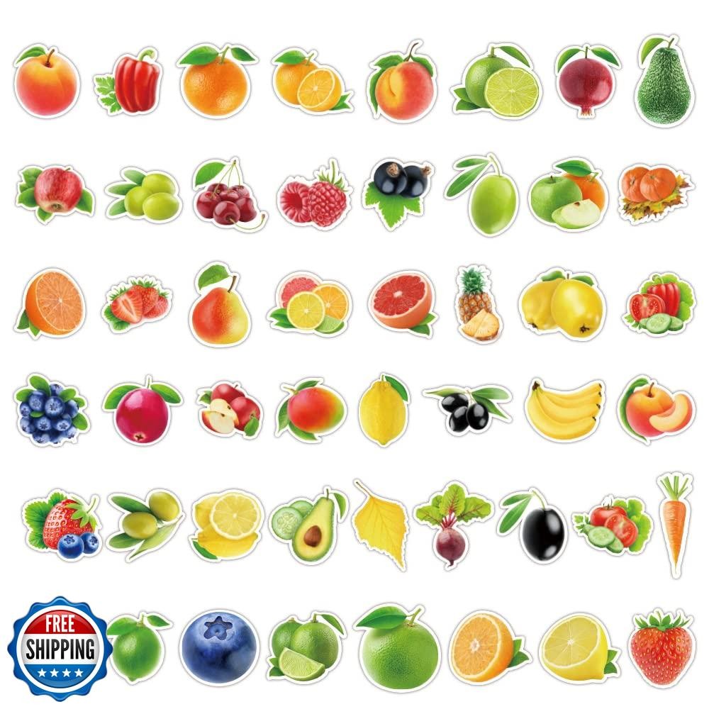 Fruits and Vegetables Stickers for Boys Girls Teens Kids|100 Pcs|Colorful Wat