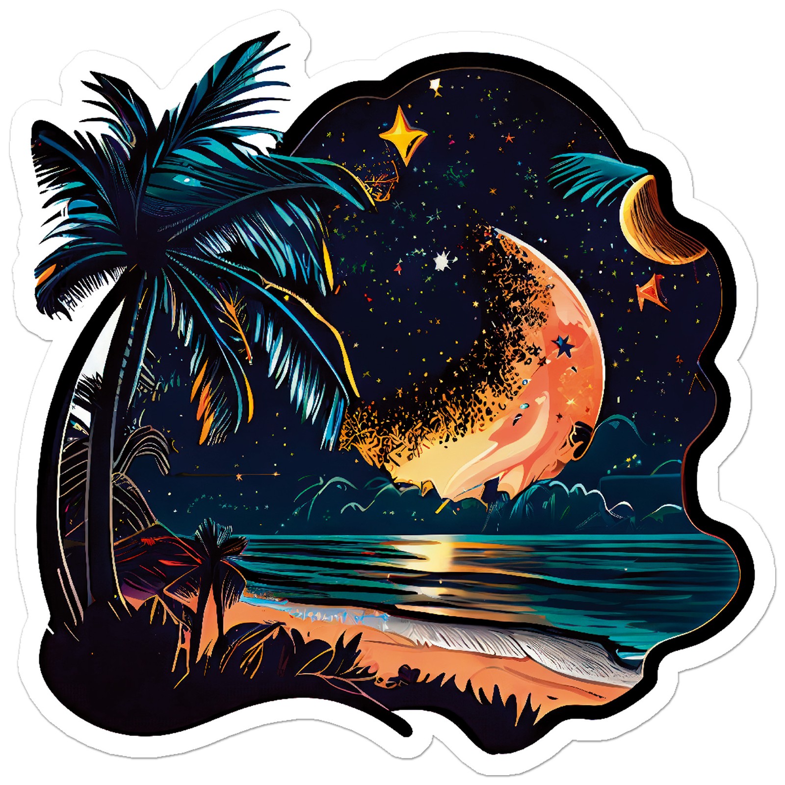 Tropical Moon Stars – Vinyl Decal Sticker – Car Window Laptop – ebn9803