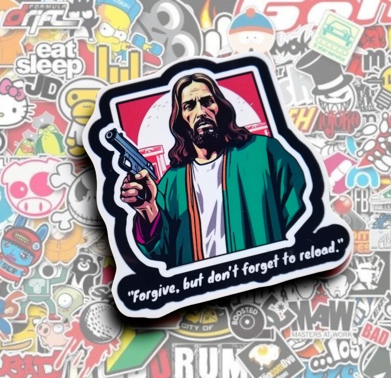 JESUS gun , funny style game , funny , sticker , sticker