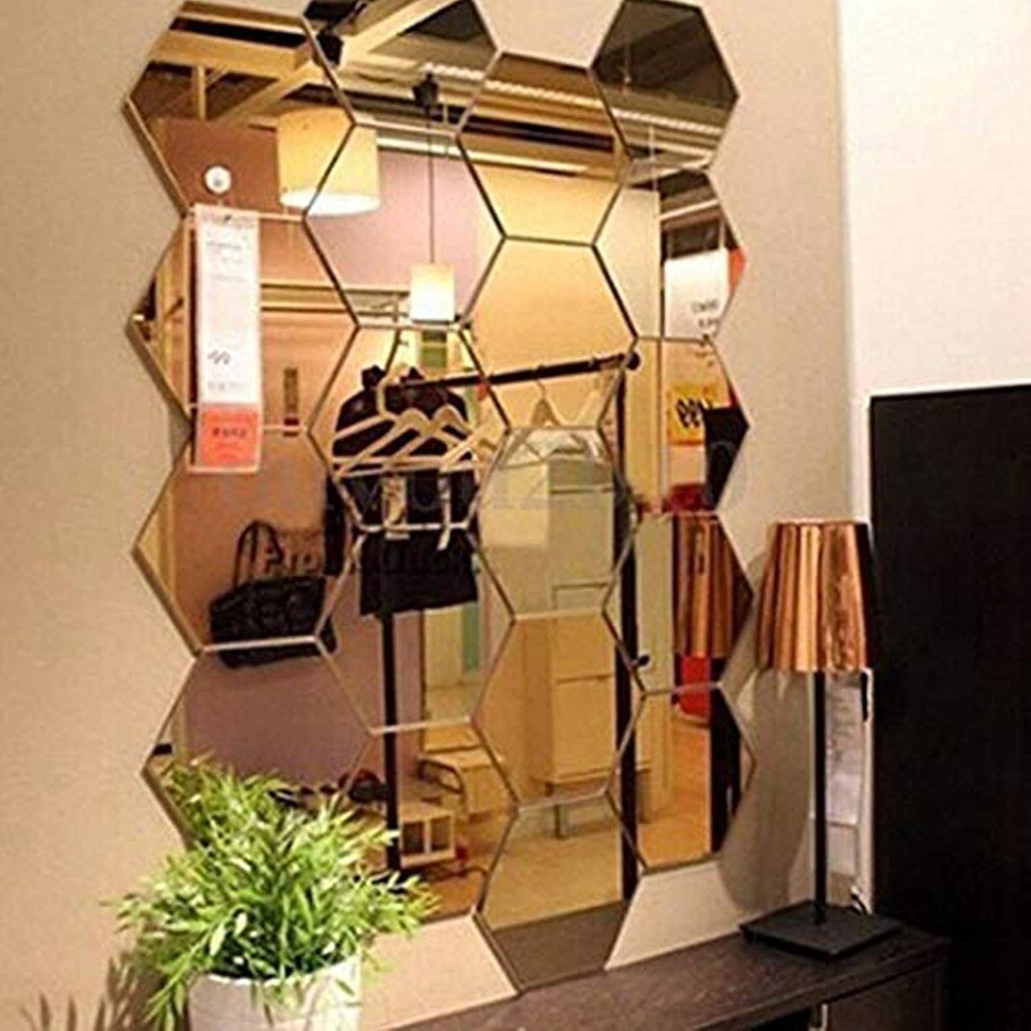 Mirror Wall Stickers – 12PCS Hexagon Art DIY Decorative Acrylic Sheet Plastic Ti