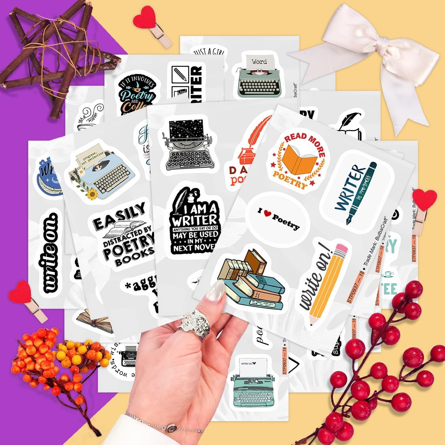 BulbaCraft Writing & Poetry Stickers for Water Bottle and Laptop – Literary Part