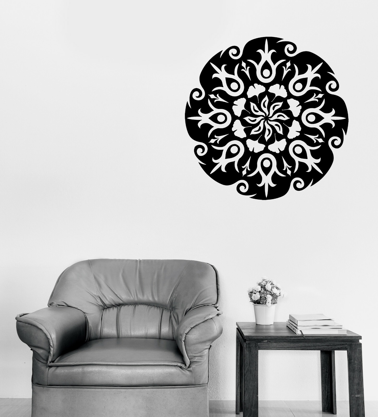 Wall Vinyl Decal Circle Mandala Flower Ornament Nature Meditation Decor (n1192)