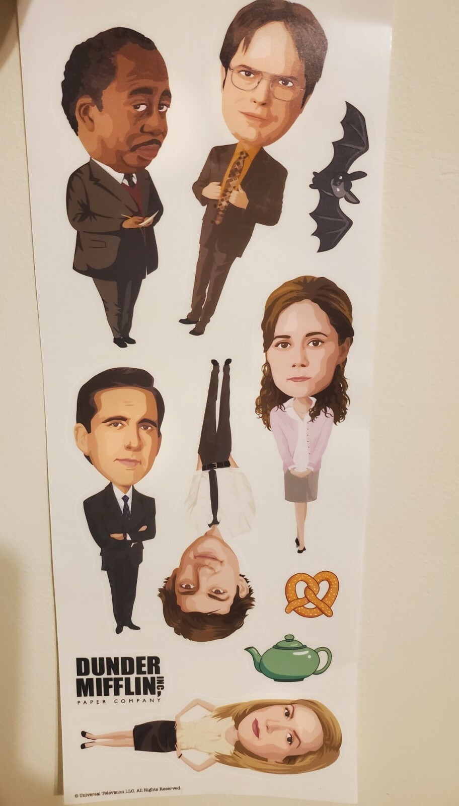 NEW THE OFFICE 10 Wall Decals Removable Repositional Stickers Dunder Mifflin