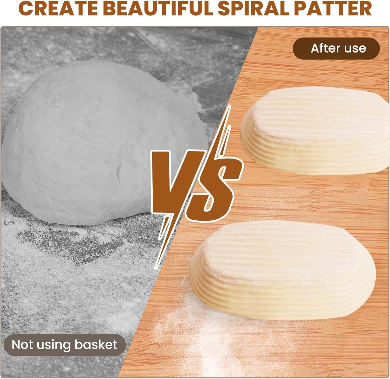 6 Inch Oval Banneton Bread Proofing Basket Set of 6, Kikcoin Mini Sourdough Brea