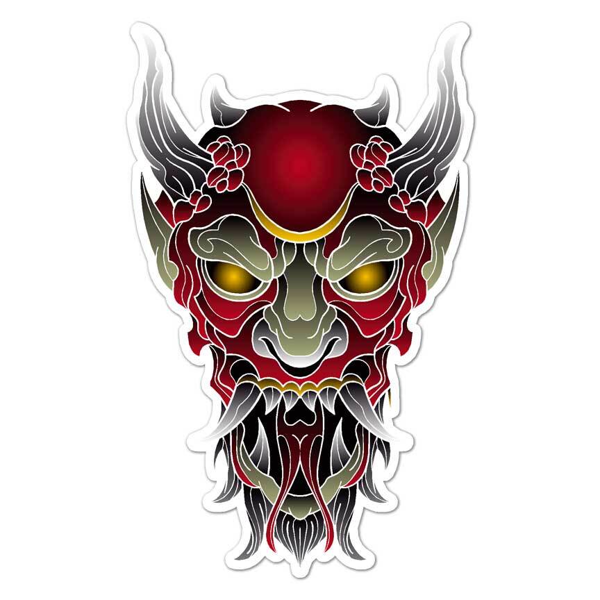 Asian Demon Head, Vinyl Decal Sticker, Indoor Outdoor, 3 Sizes, #7582