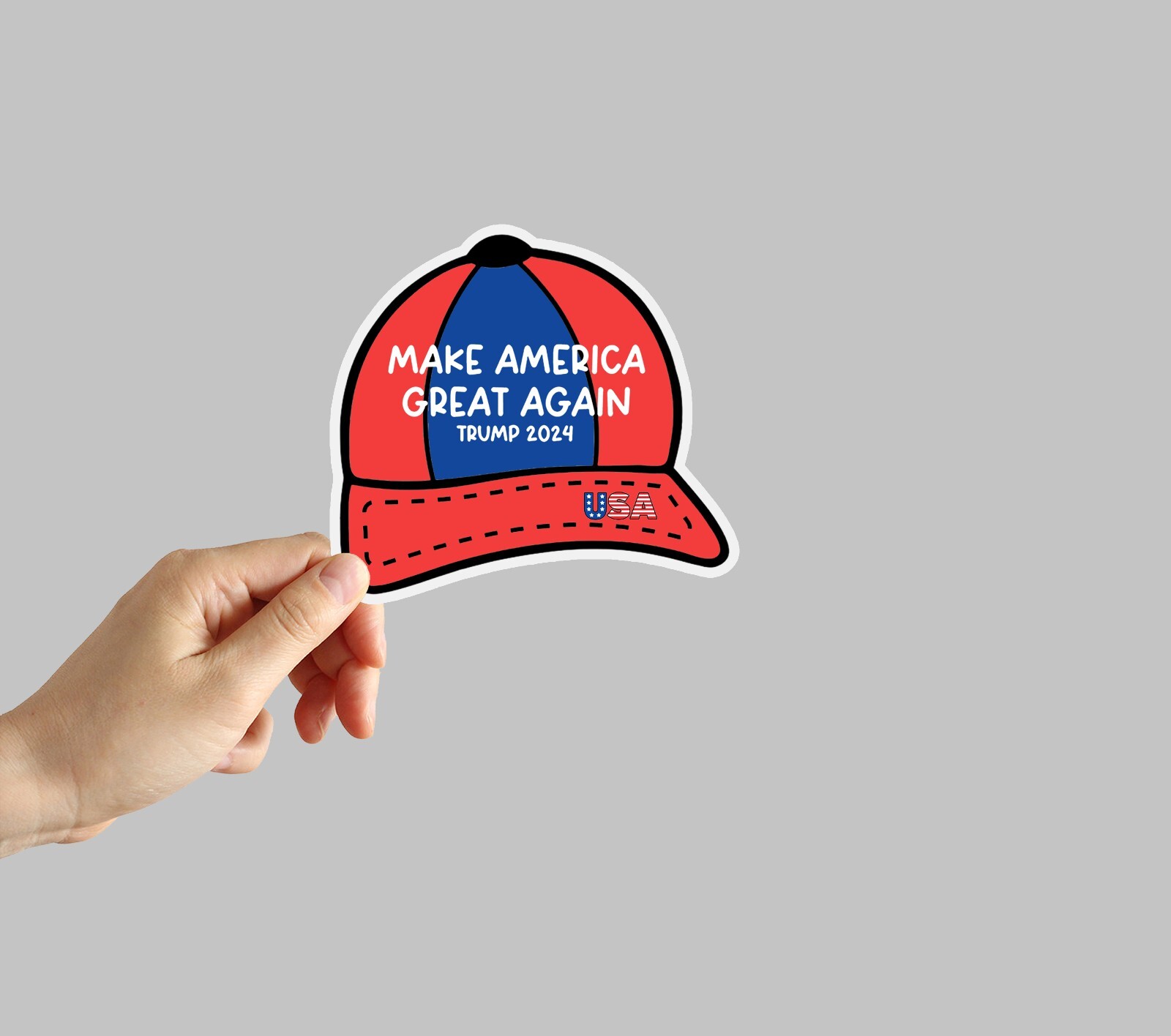 Trump 2024 hat Sticker Political MAGA Vinyl Decal Water Bottle Phone Sticker