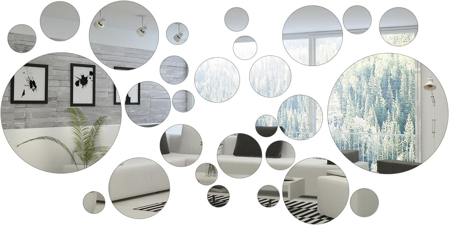 Brighten Your Space with 32 Round Acrylic Mirror Wall Stickers – Kid-Friendly