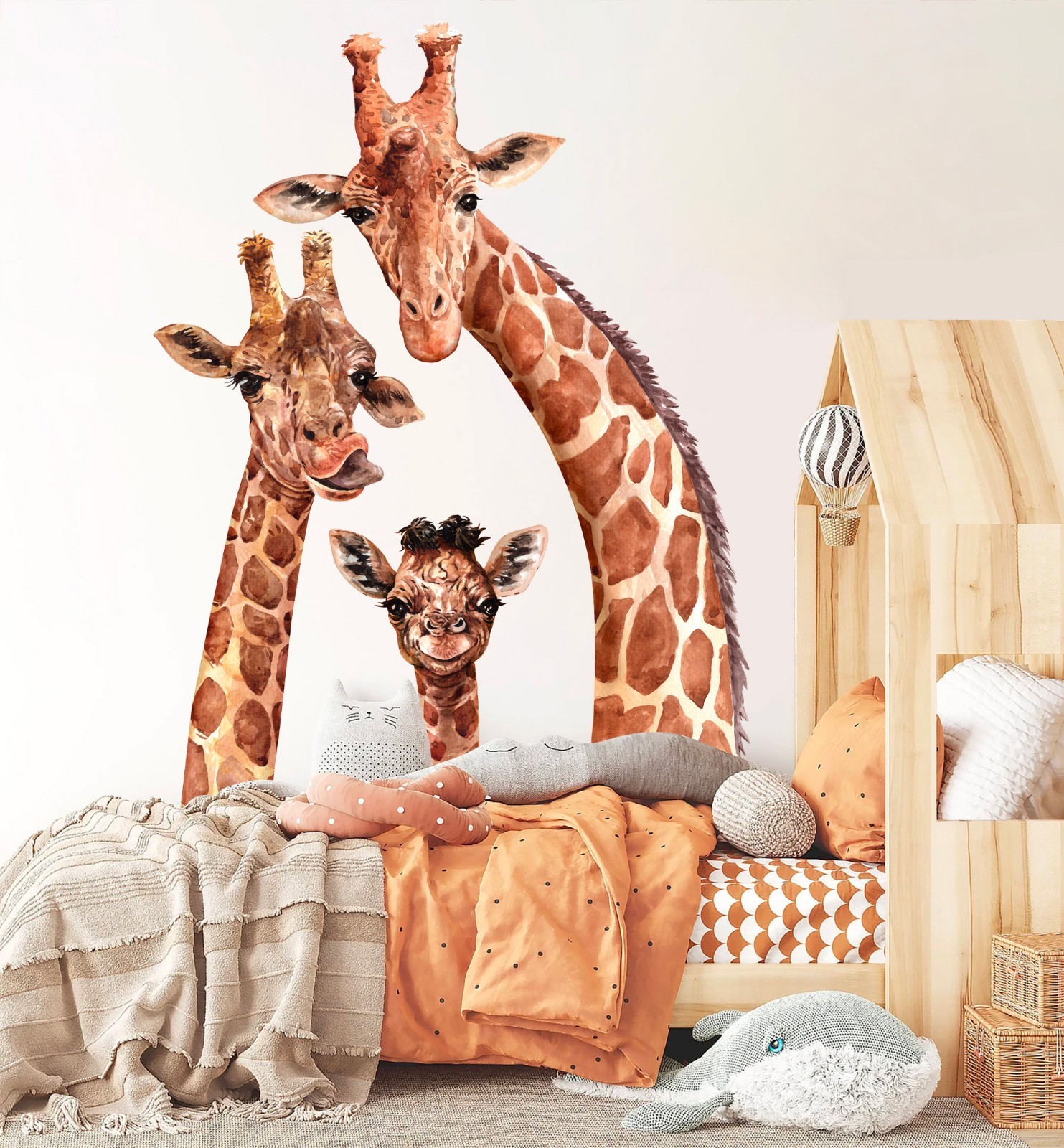 Giraffe Family Wall Decal – Trio of Giraffes – Removable Peel and Stick – BR457