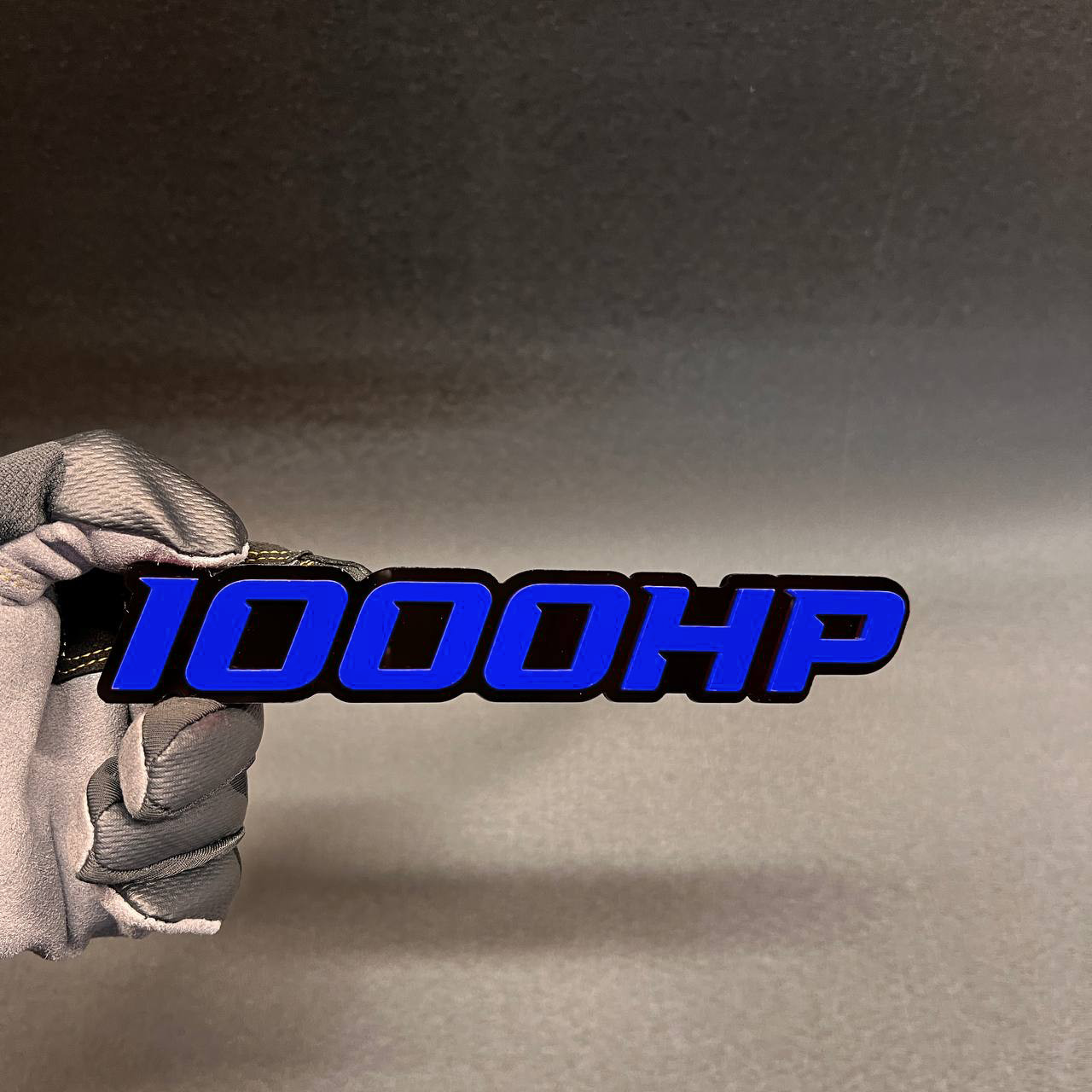 1X 1000 HP BLACK -BLUE Custom 3D Car Emblem Multicolor Acrylic Car Badge Decal