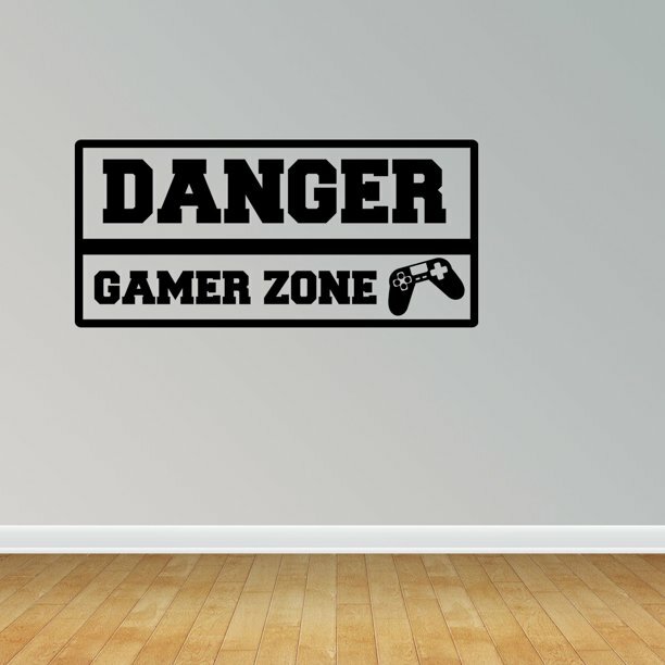 DANGER GAMER ZONE Kid Game Room Den Wall Decal Words Decor