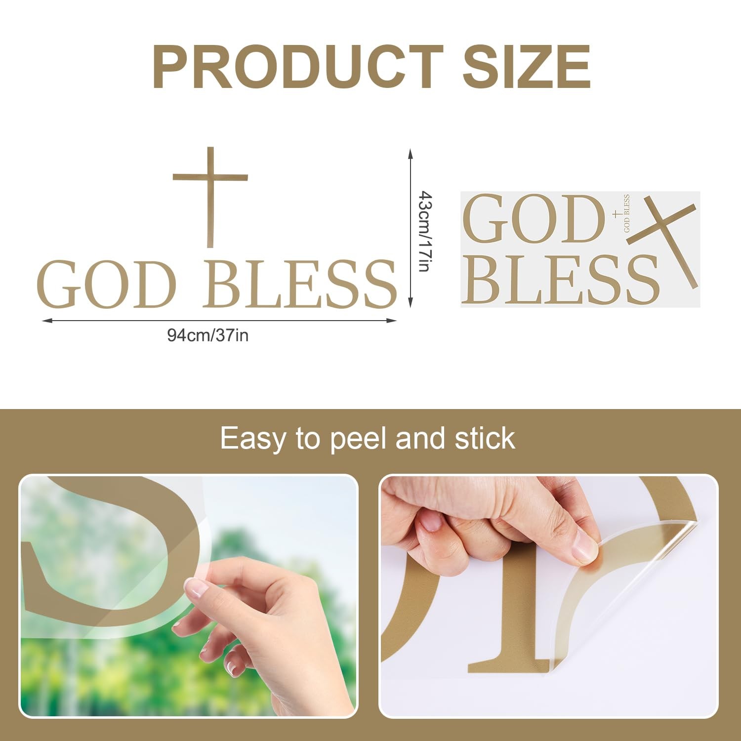 God Bless Cross Wall Decal, PVC Material God Bless Stickers Decorative God Bl…