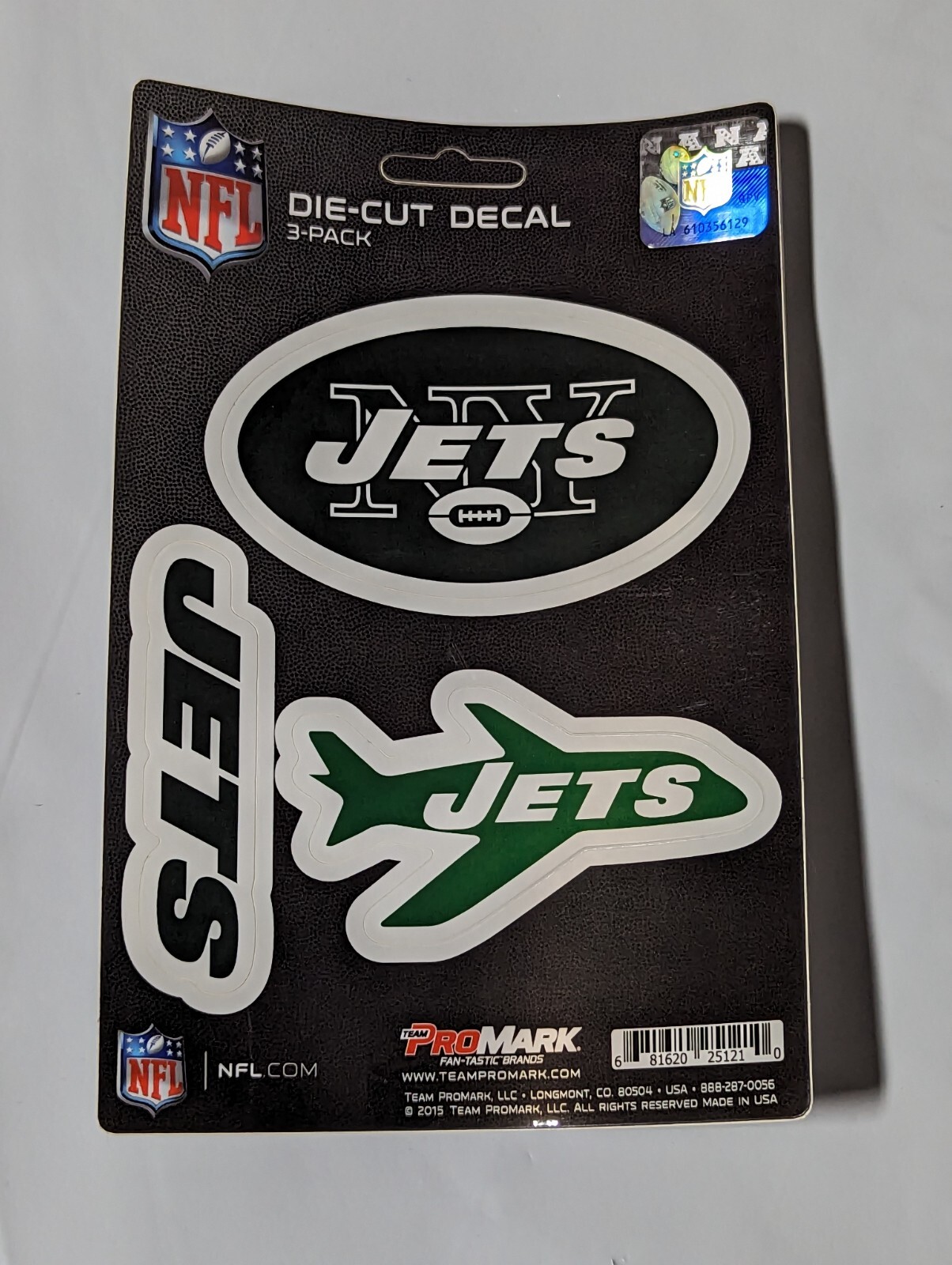 New York Jets 3-Pack Die-cut Decals Stickers Sheet Measures 5″ x 7″ New!