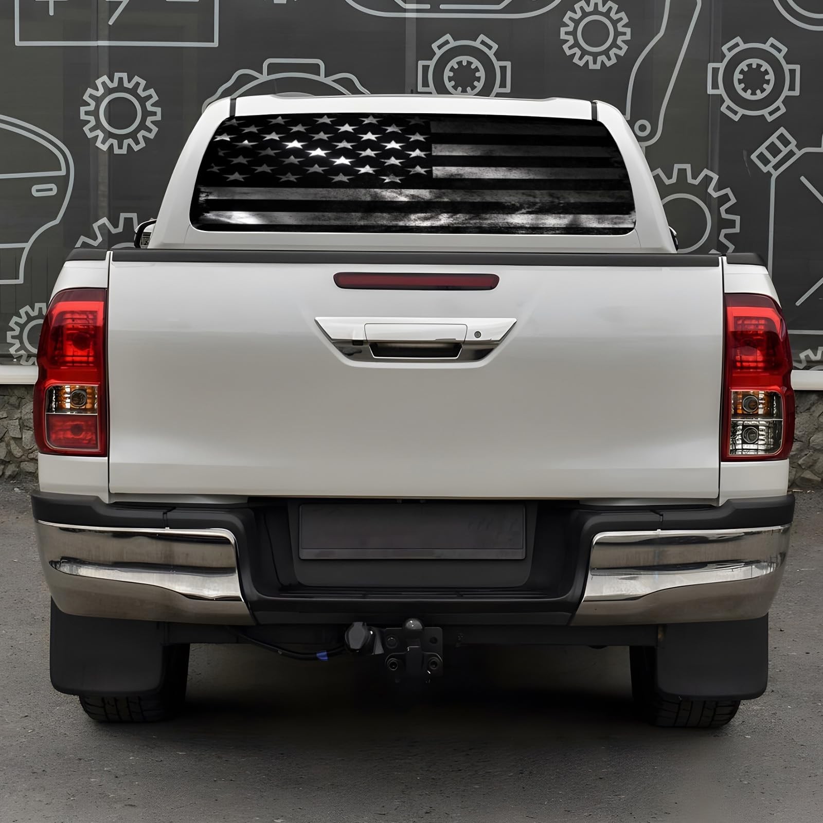 American Flag Window Decal for Trucks 65×17.3 in Rear Truck Decor