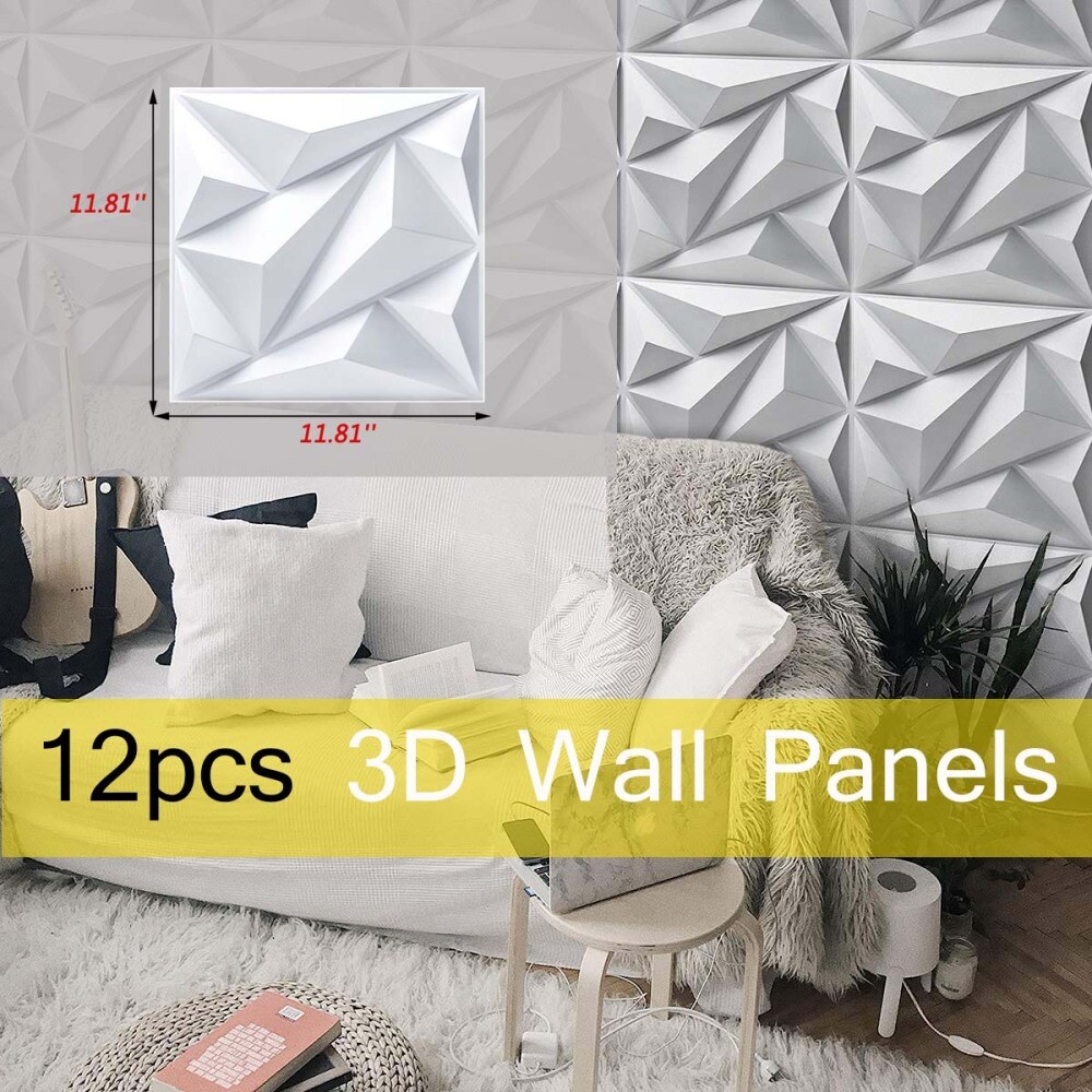 3D Tile Brick Wall Panels 12pcs 30cm PVC Self-adhesive Foam Panel Wall Decor