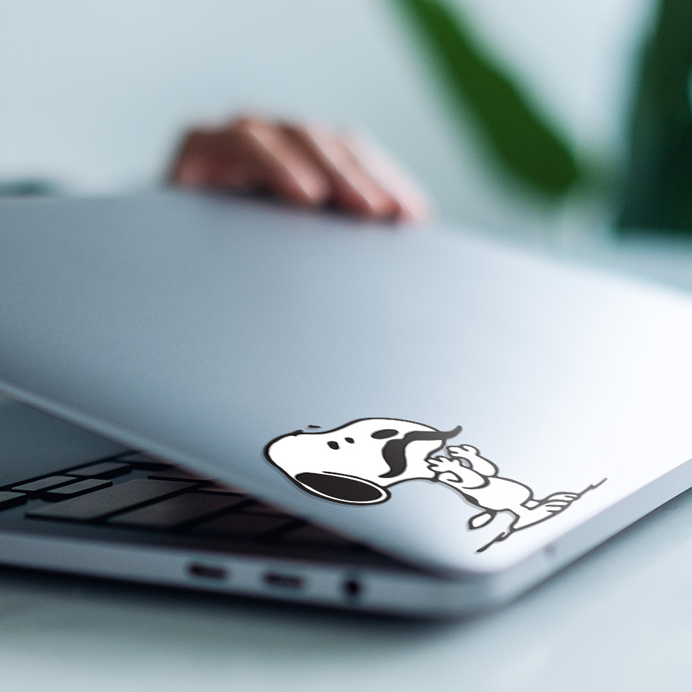 Peanuts Snoopy sticker with Mustache with a glossy finish 3.3″W x 3.5″H