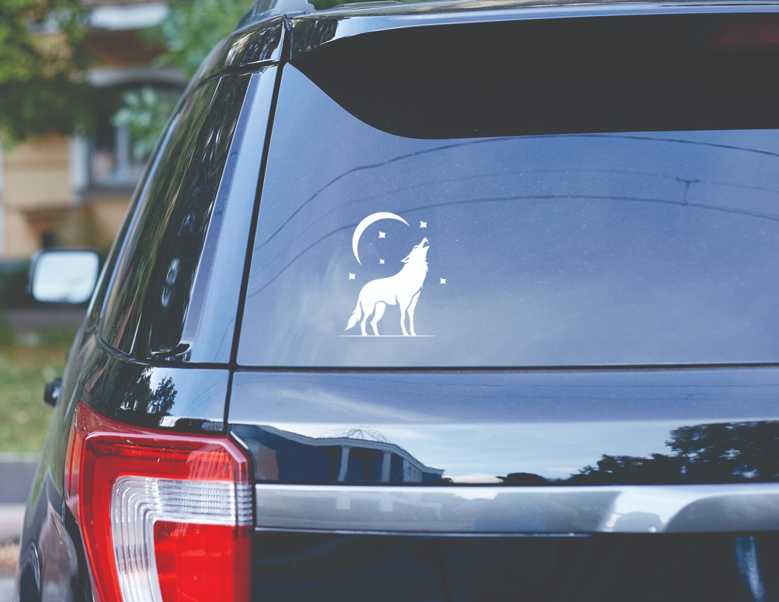Vinyl Decal Graphic Wolf Howling With Moon And Stars Transfer Sticker 31+ Colors