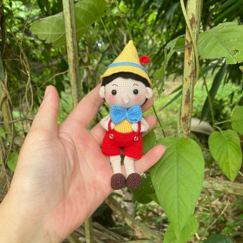 Crochet Pinocchio Doll, Amigurumi Handmade, Fairy Tale Gift
