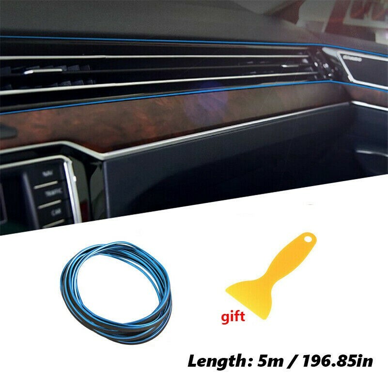 Blue 5M Car DIY Interior Adornment Door Sticker Moulding Styling Strip Trim Line