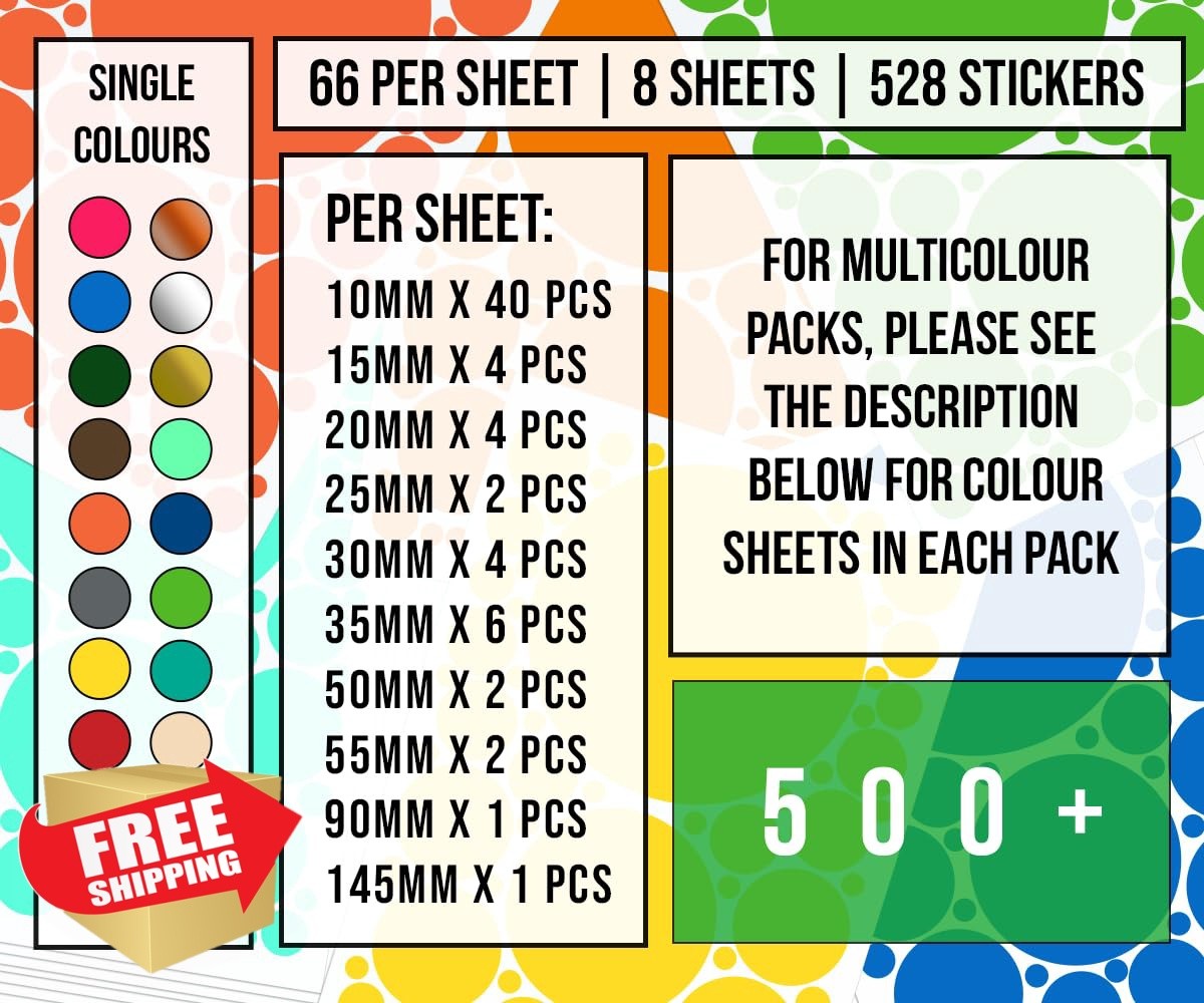StickerDeen Blue Polka Dot Circle Wall Stickers 500+