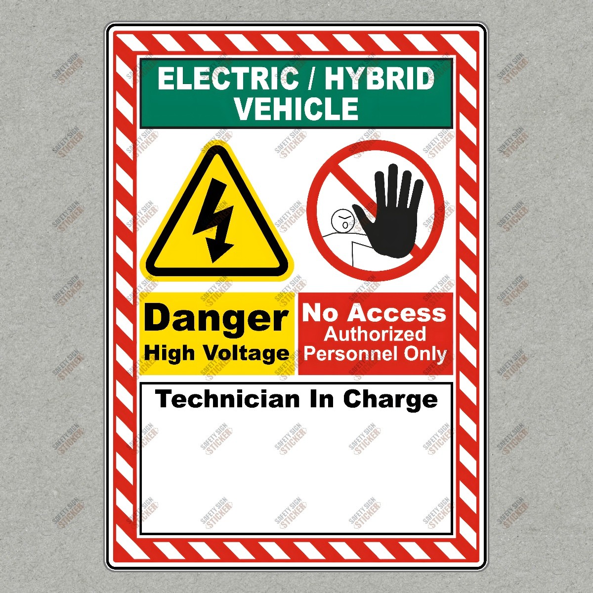 High Voltage Danger Sign Electric/Hybrid Vehicle Safety Sticker OSHA #287534