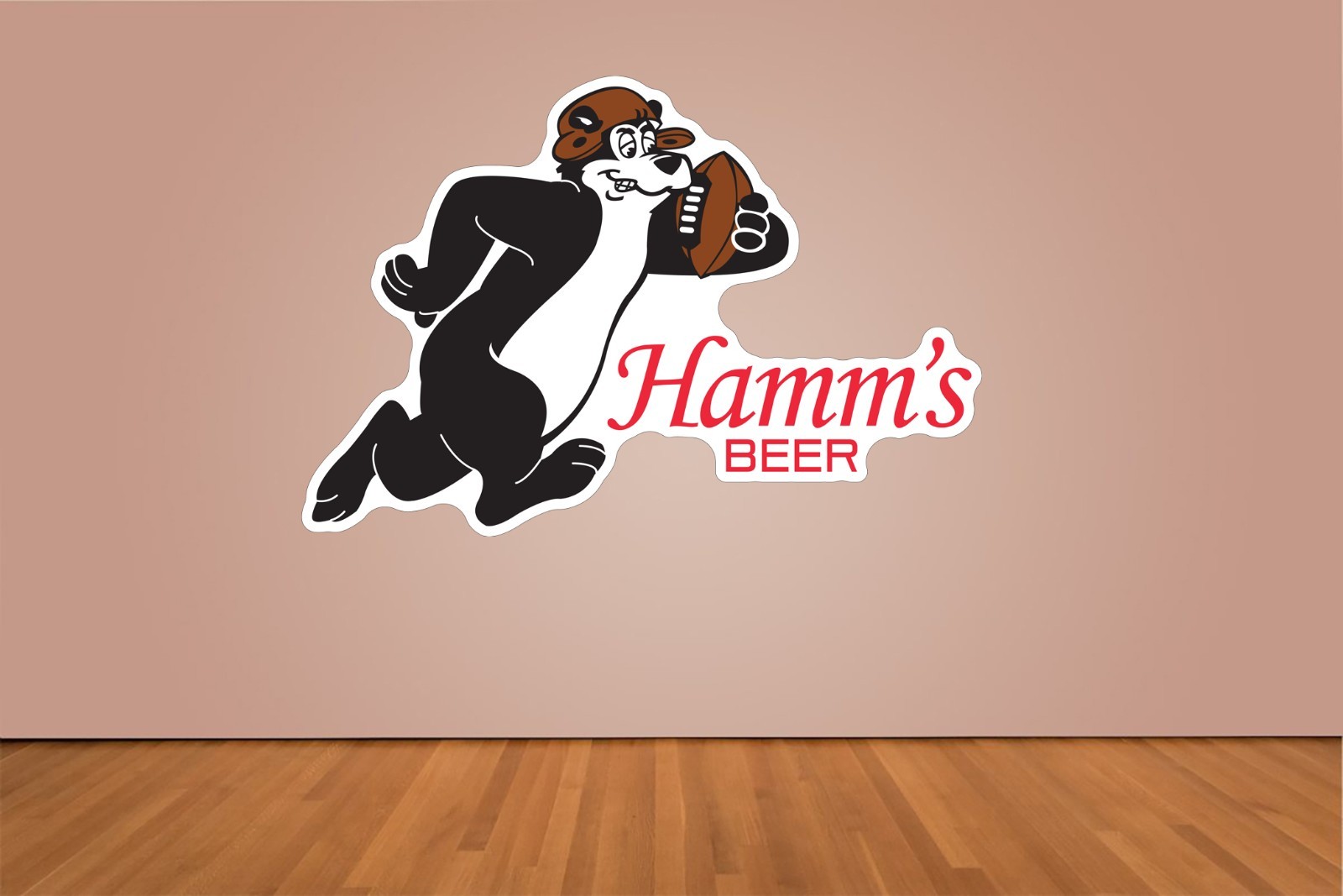 Hamm’s Beer Bear Football Logo Indoor Wall Vinyl Decal Sticker 5″ – 52″