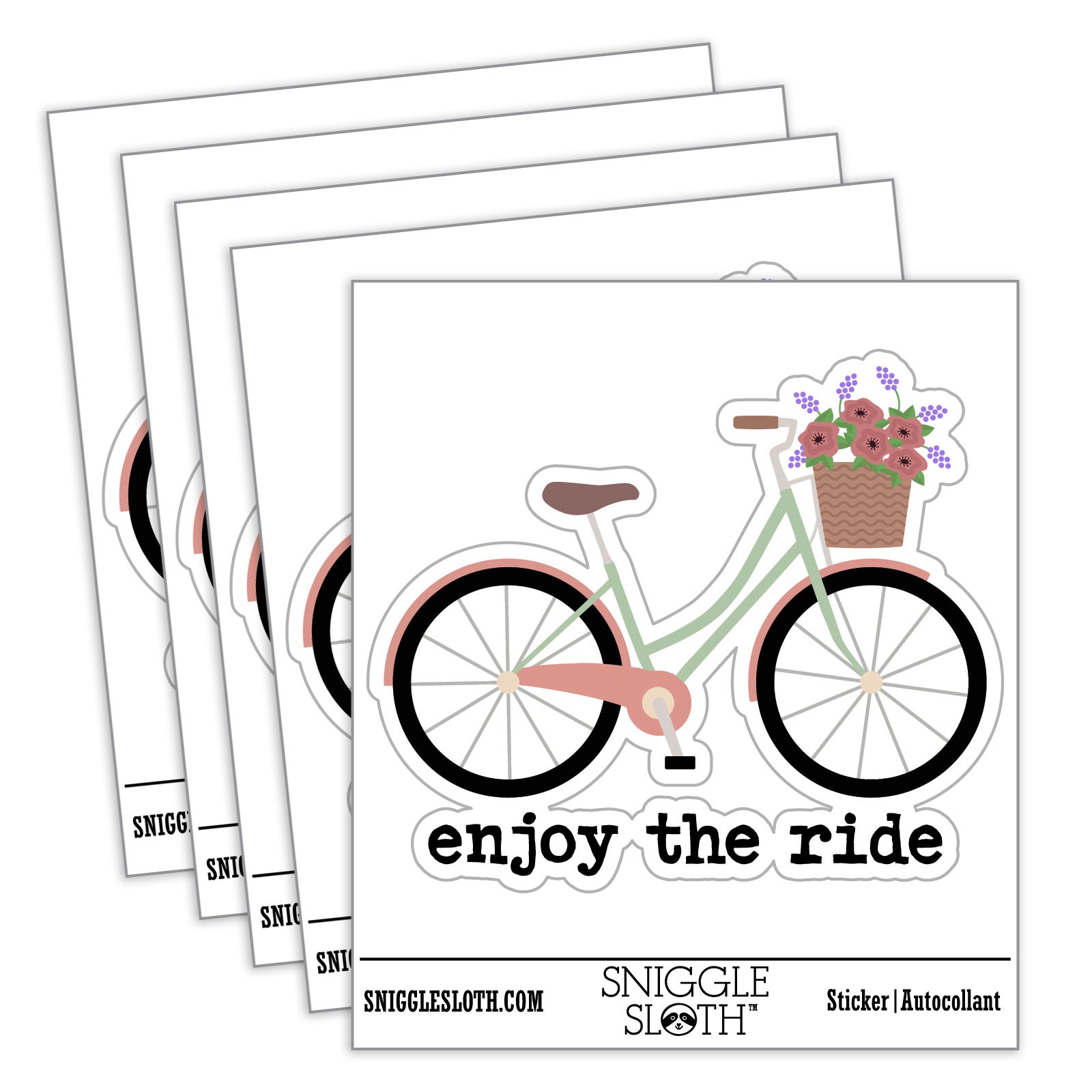 Enjoy the Ride Bike Ride Cycling Waterproof Vinyl Decal Sticker Set – 5 Pack