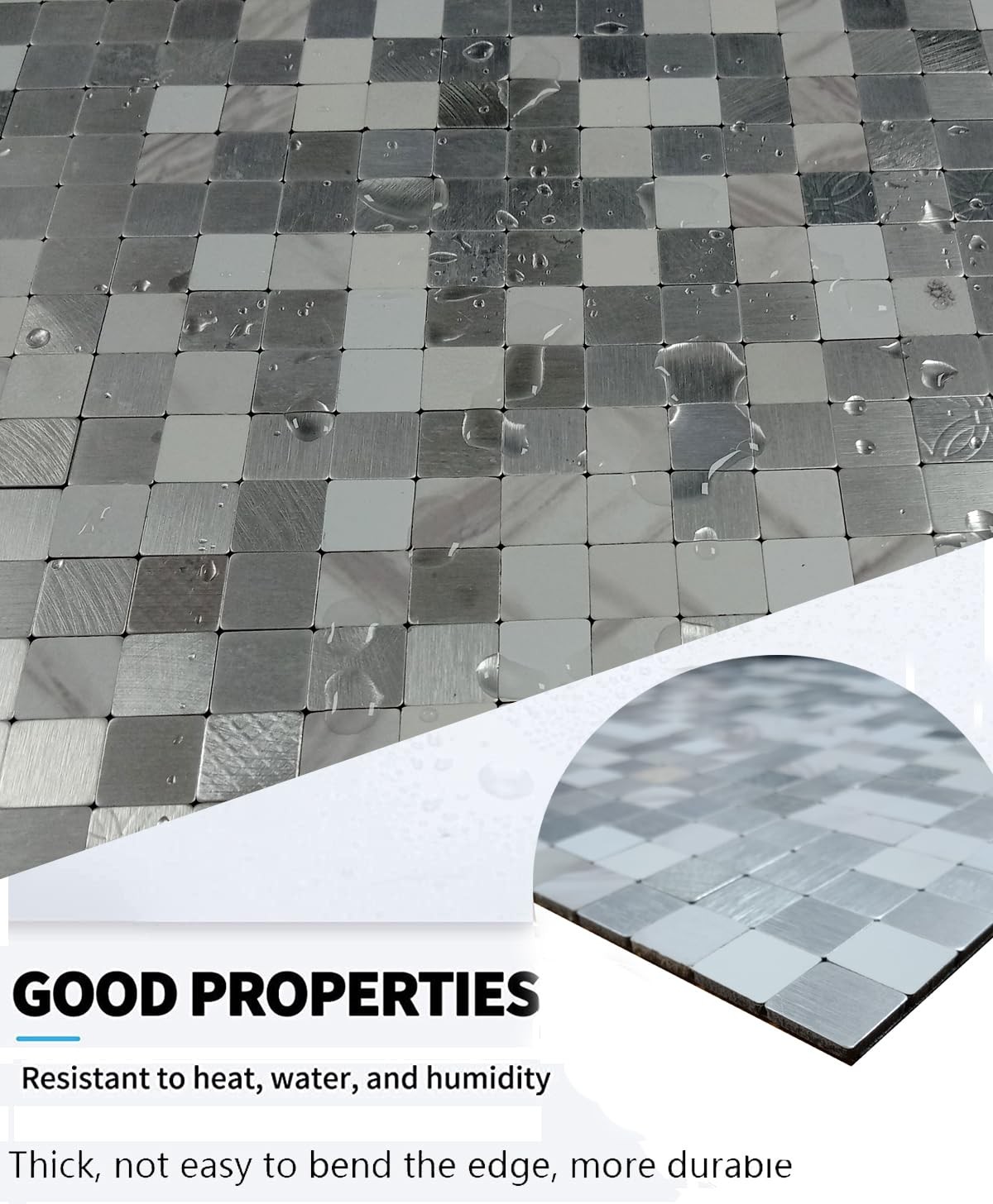 -Adhesive Metal Backsplash, Peel and Stick Tile for Kitchen Brushed Aluminium…